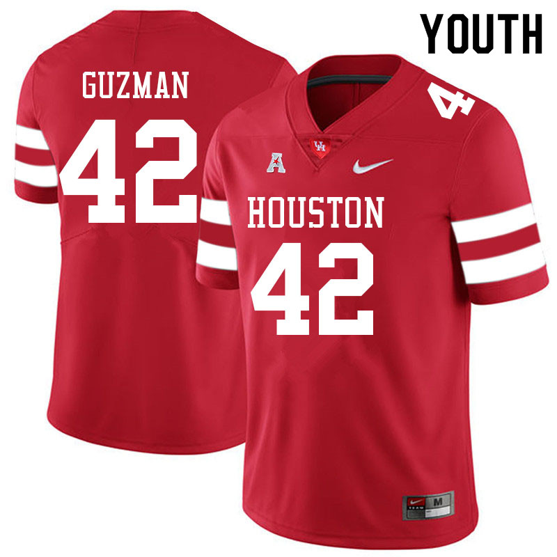 Youth #42 Noah Guzman Houston Cougars College Football Jerseys Sale-Red - Click Image to Close